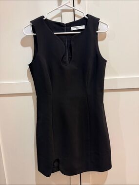 Amanda Uprichard Black Notch-Neck Mini Dress